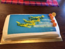 Tårta som serverades i Linköping på Saab Safir 70-årsdag den 20 november 2015.